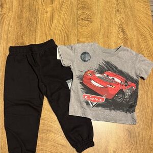 Disney Cars Gray T-Shirt and Black Pants Set